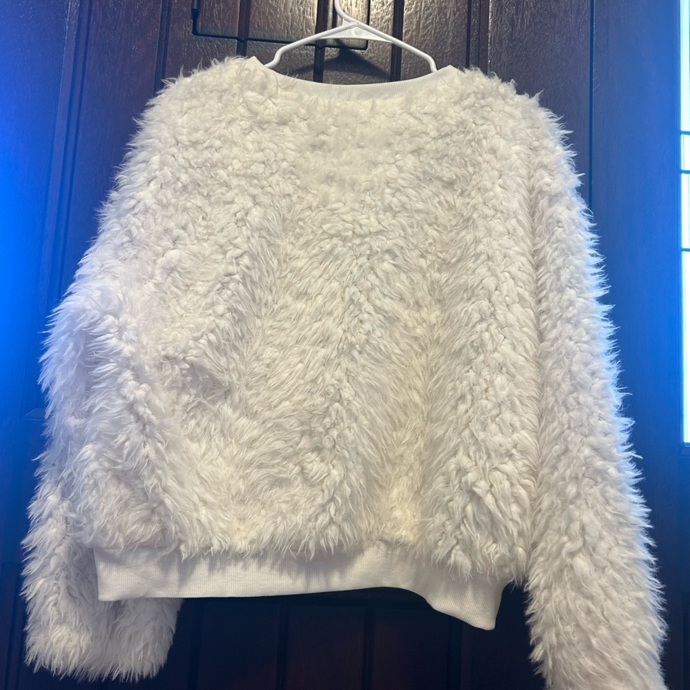 Women's Fuzzy White Sweater